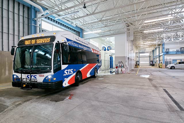 An STS bus in our operations and maintenance facility.