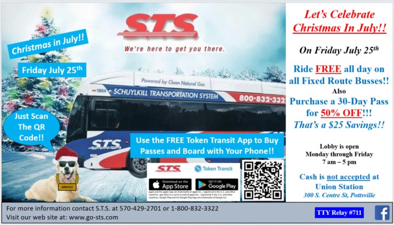 STS Christmas in July banner.